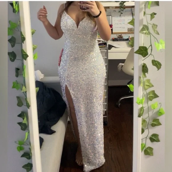 b smart white sequin dress Homecoming Dresses B Smart Sequin Dress Smart Dresses White Iridescent Prom  Dress New With Tags